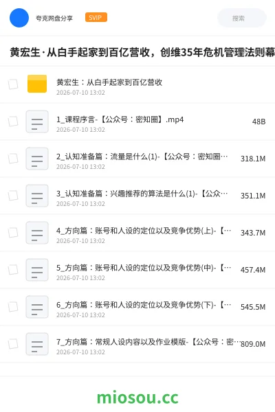 《黄宏生·从白手起家到百亿营收,创维35年危机管理法则幕后细节》教程网盘|学习资源网盘
