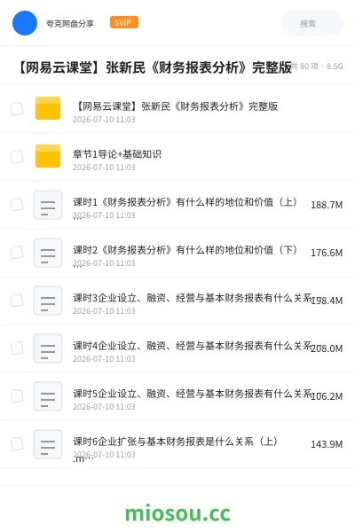 《【网易云课堂】张新民《财务报表分析》完整版》会计网盘|学习资源网盘