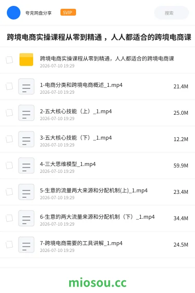 《跨境电商实操课程从零到精通 ，人人都适合的跨境电商课》教程网盘｜学习资源网盘