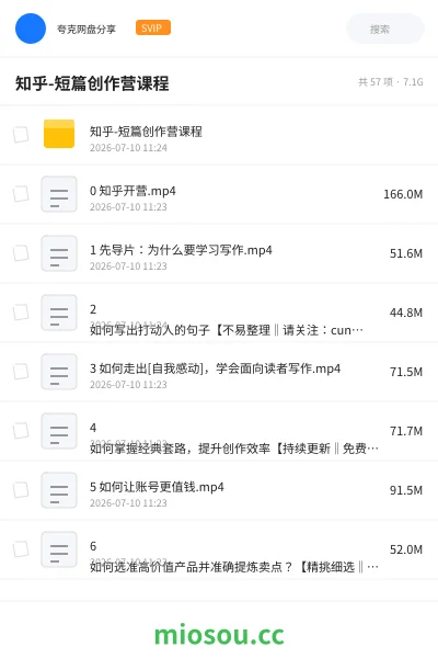《知乎-短篇创作营课程》教程网盘|学习资源网盘