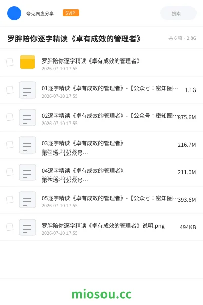 《罗胖陪你逐字精读《卓有成效的管理者》》教程网盘|学习资源网盘