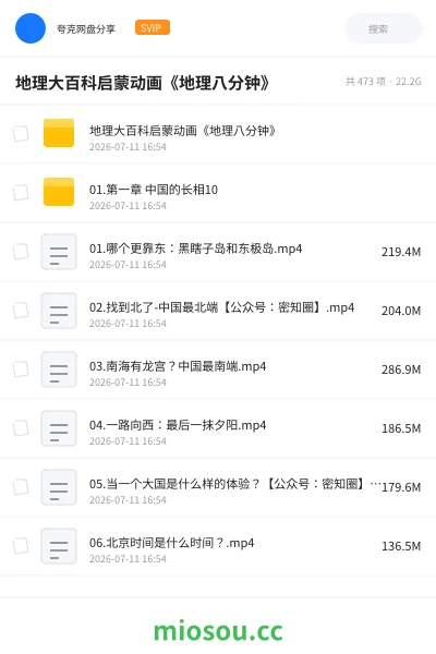 《地理大百科启蒙动画《地理八分钟》》教程网盘|学习资源网盘
