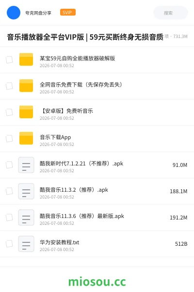 《音乐播放器全平台VIP版 | 59元买断终身无损音质》音乐网盘｜学习资源网盘