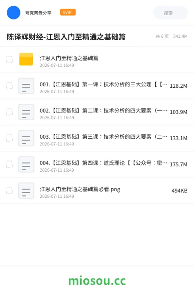 《陈译辉财经-江恩入门至精通之基础篇》教程网盘|学习资源网盘