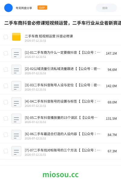 《二手车商抖音必修课短视频运营,二手车行业从业者新赛道》教程学习资源封面