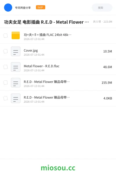 《功夫女足 电影插曲 R.E.D - Metal Flower 24bit 48khz + 臻品母带192khz.flac》音乐网盘|学习资源网盘
