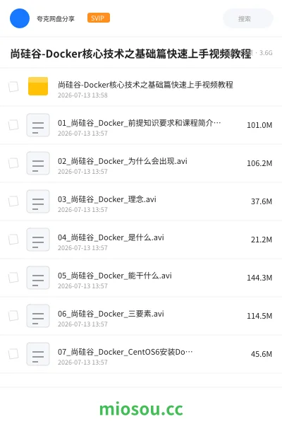 《尚硅谷-Docker核心技术之基础篇快速上手视频教程》编程网盘|学习资源网盘