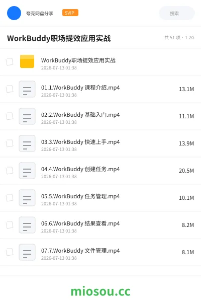 《WorkBuddy职场提效应用实战》人工智能网盘|学习资源网盘