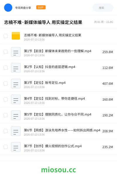 《志楠不难·新媒体编导人 用实操定义结果》教程网盘｜学习资源网盘
