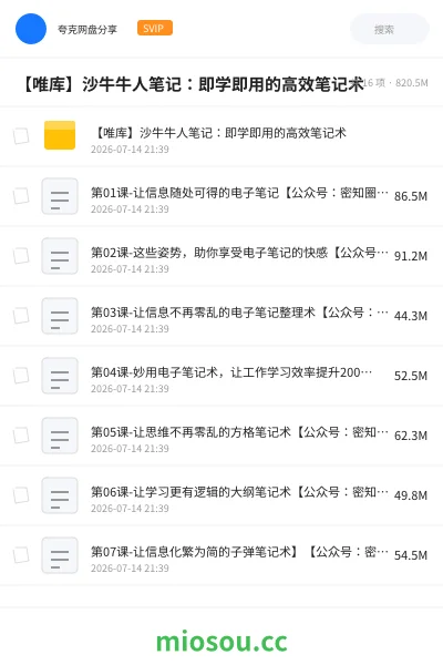 《【唯库】沙牛牛人笔记:即学即用的高效笔记术》教程学习资源封面