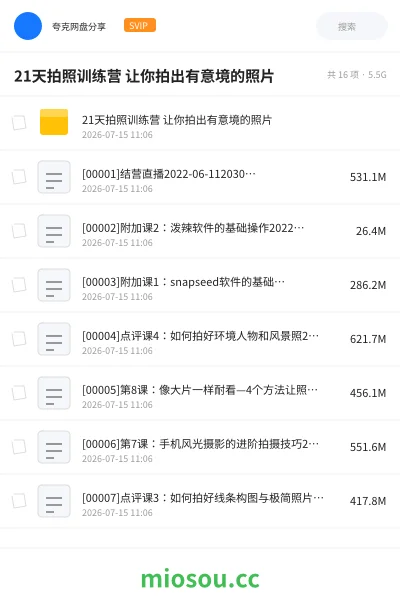 《21天拍照训练营 让你拍出有意境的照片》教程网盘|学习资源网盘
