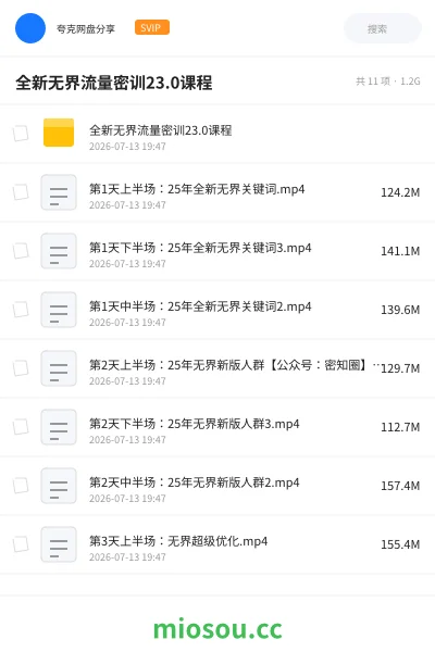 《全新无界流量密训23.0课程》网赚网盘|学习资源网盘