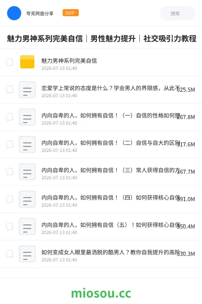 《魅力男神系列完美自信|男性魅力提升|社交吸引力教程》教程网盘|学习资源网盘