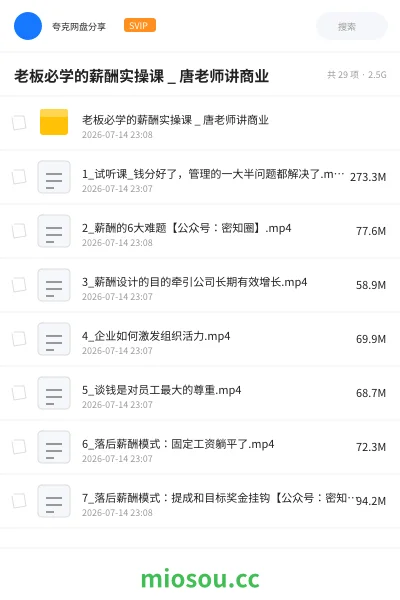 《老板必学的薪酬实操课 _ 唐老师讲商业》教程网盘｜学习资源网盘