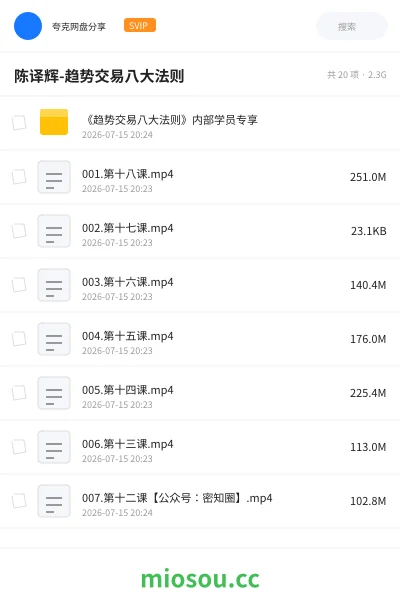 《陈译辉-趋势交易八大法则》教程网盘|学习资源网盘