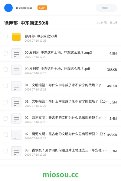 《徐弃郁·中东简史50讲》教程网盘|学习资源网盘