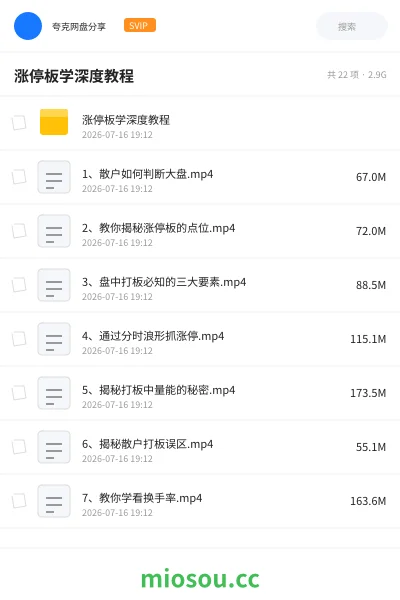 《涨停板学深度教程》教程网盘|学习资源网盘