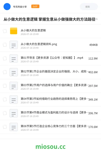 《从小做大的生意逻辑 掌握生意从小做强做大的方法路径》教程网盘|学习资源网盘