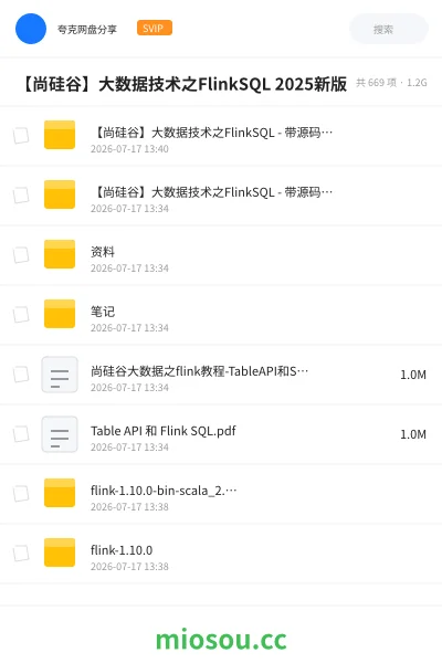 《【尚硅谷】大数据技术之FlinkSQL 2025新版》编程网盘|学习资源网盘