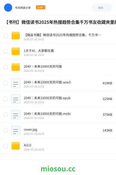 《【精品书籍】微信读书2025年热搜趋势合集,千万书友收藏夹里的必选书单【1.4GB】》书籍网盘|学习资源网盘