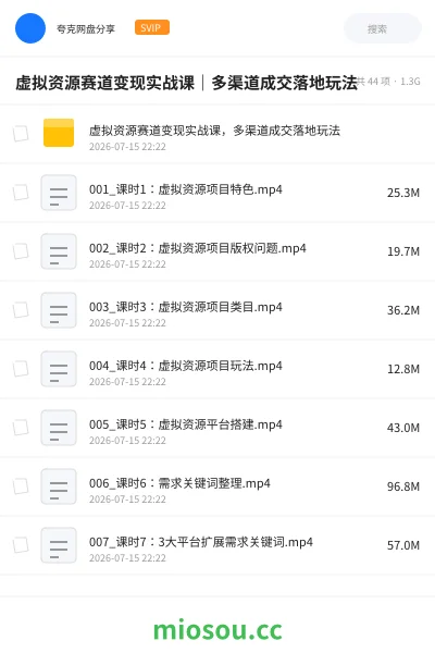 《虚拟资源赛道变现实战课|多渠道成交落地玩法》网赚网盘|学习资源网盘