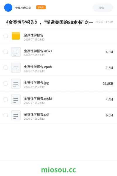 《《金赛性学报告》,“塑造美国的88本书”之一》书籍网盘|学习资源网盘