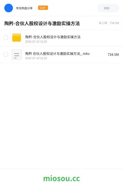 《陶矜-合伙人股权设计与激励实操方法》教程网盘｜学习资源网盘