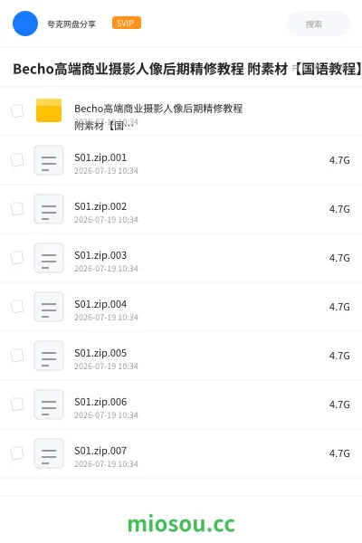 《Becho高端商业摄影人像后期精修教程 附素材【国语教程】》教程网盘|学习资源网盘
