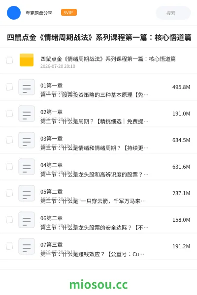 《四鼠点金《情绪周期战法》系列课程第一篇:核心悟道篇》教程网盘|学习资源网盘