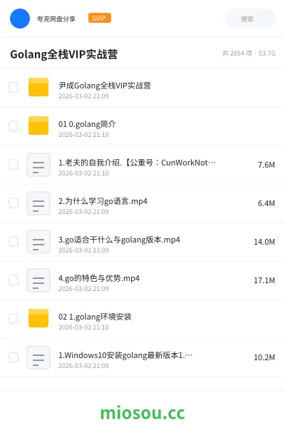 《Golang全栈VIP实战营》编程网盘｜学习资源网盘