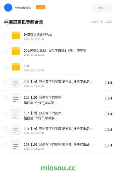 《神探迈克狐音频合集》小说网盘｜学习资源网盘