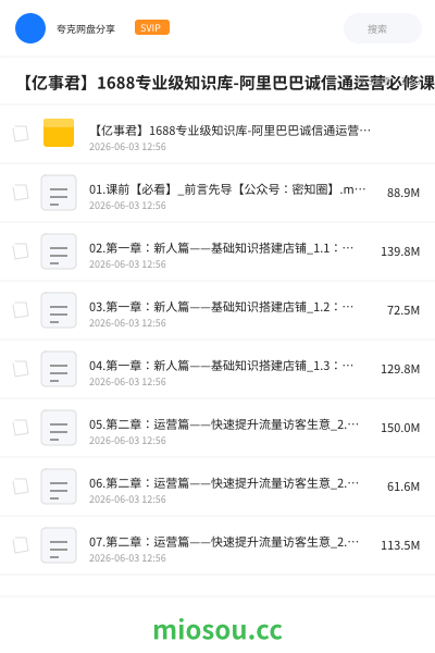 【亿事君】1688专业级知识库-阿里巴巴诚信通运营必修课程