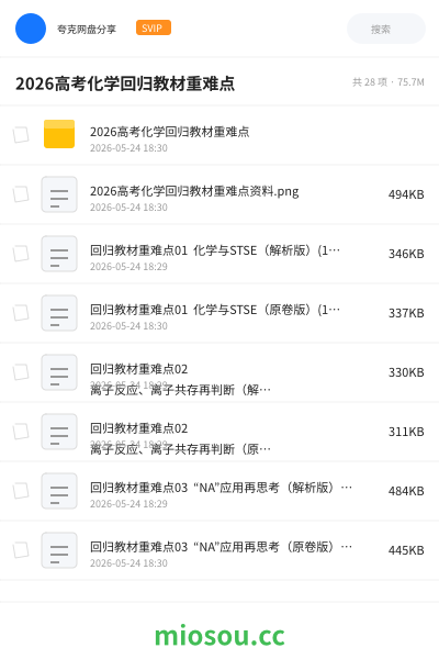 2026高考化学回归教材重难点