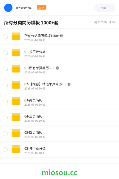 所有分类简历模板 1000+套